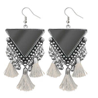 Jeweljunk White Thread Afghani Tassel Earrings - 1308374A