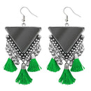 Jeweljunk Green Thread Afghani Tassel Earrings - 1308374G