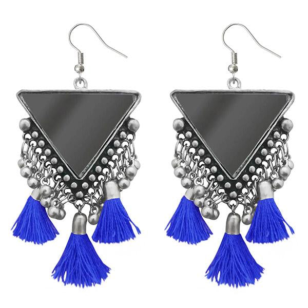 Jeweljunk Blue Thread Afghani Tassel Earrings - 1308374J