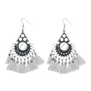 Jeweljunk White Thread Afghani Tassel Earrings - 1308375A