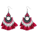 Jeweljunk Pink Thread Meenakari Afghani Tassel Earrings - 1308375C