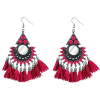 Jeweljunk Pink Thread Meenakari Afghani Tassel Earrings - 1308375C