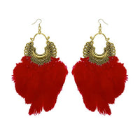 Jeweljunk Antique Gold Plated Afghani Feather Earrings - 1308379C