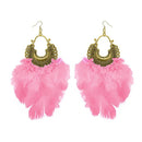 Jeweljunk Antique Gold Plated Afghani Feather Earrings - 1308379D