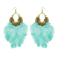 Jeweljunk Antique Gold Plated Afghani Feather Earrings - 1308379E