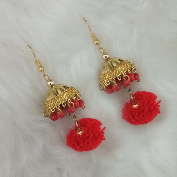 Tip Top Fashions Gold Plated Jhumki Pompom Earrings - 1308380B