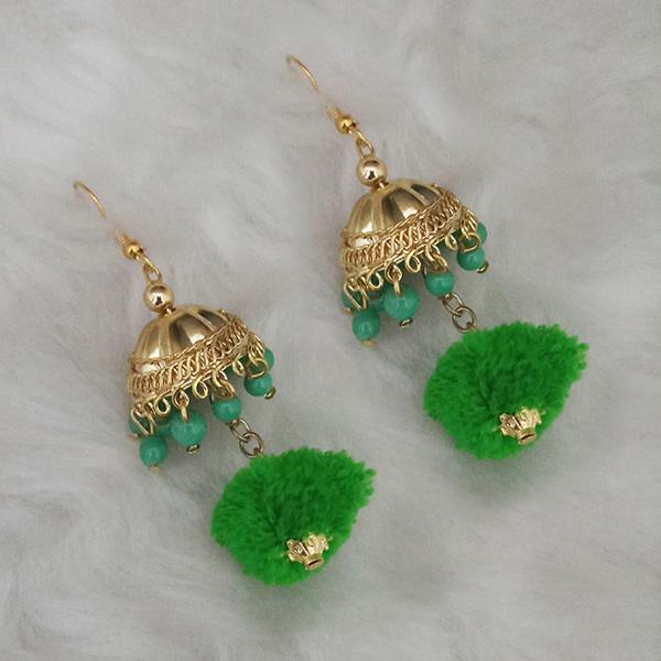 Tip Top Fashions Gold Plated Jhumki Pompom Earrings - 1308380D