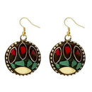 Urthn Green Resin Stone Gold Plated Dangler Earrings - 1308381A