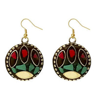 Urthn Green Resin Stone Gold Plated Dangler Earrings - 1308381A