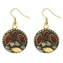 Urthn Pink Resin Stone Gold Plated Dangler Earrings - 1308381B