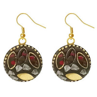 Urthn Pink Resin Stone Gold Plated Dangler Earrings - 1308381B