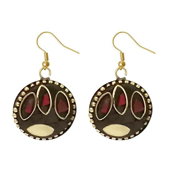 Urthn  Maroon Resin Stone Gold Plated Dangler Earrings - 1308381D