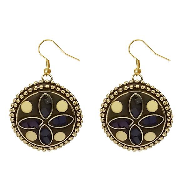 Urthn Maroon Resin Stone Gold Plated Dangler Earrings - 1308384B