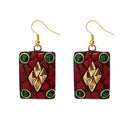 Urthn Maroon Resin Stone Gold Plated Dangler Earrings - 1308389B