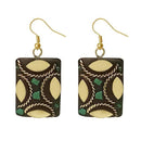 Urthn  Green Resin Stone Gold Plated Dangler Earrings - 1308390A