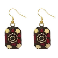 Urthn Maroon Resin Stone Gold Plated Dangler Earrings - 1308395A