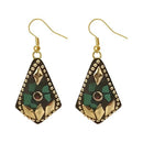 Urthn  Green Resin Stone Gold Plated Dangler Earrings - 1308396A