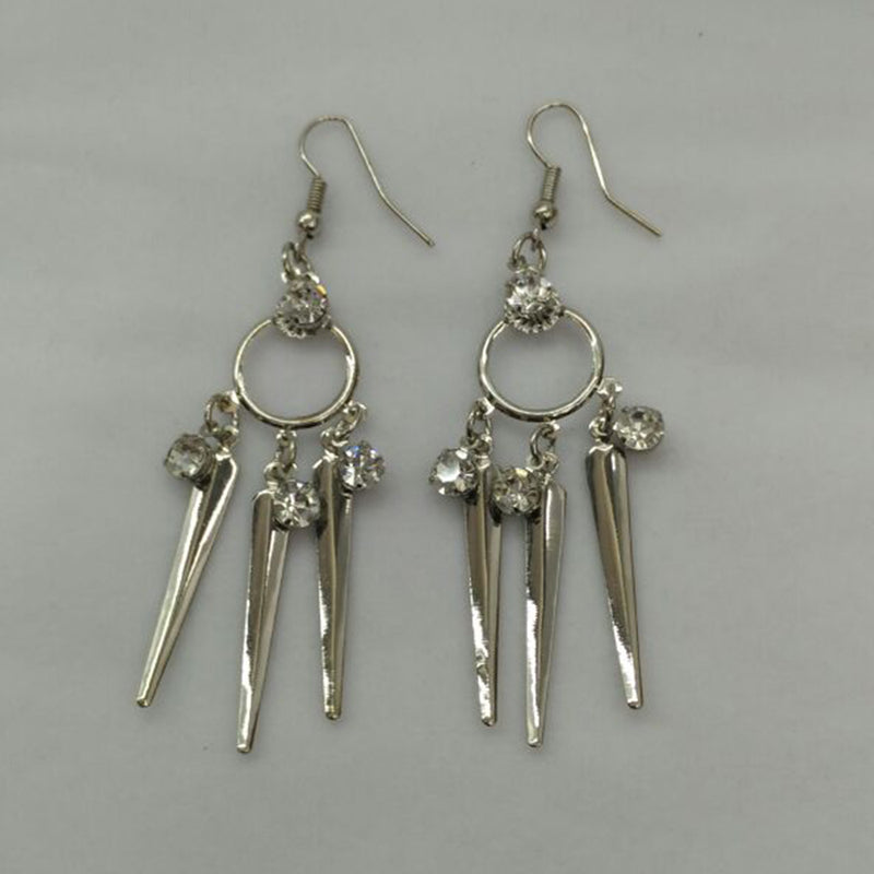 Urthn Silver Plated Austrain Stone Dangler Earrings