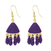 The99jewel Purple Pearl Drop Gold Plated Thread Jhumki - 1309014E