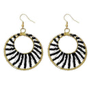 Tip Top Fashions Black Beads Gold Plated Dangler Earrings - 1309018J