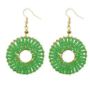 Jeweljunk Gold Plated Green Beads Dangler Earrings - 1309019D