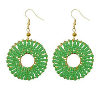 Jeweljunk Gold Plated Green Beads Dangler Earrings - 1309019D