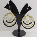 Jeweljunk Gold Plated Black Beads Dangler Earrings  - 1309020C