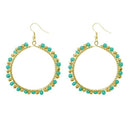 Jeweljunk Gold Plated Green Beads Dangler Earrings - 1309021N