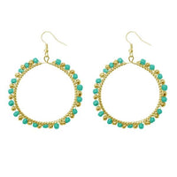 Jeweljunk Gold Plated Green Beads Dangler Earrings - 1309021N