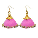 Jeweljunk Austrian Stone Pink Thread Earrings - 1309074B