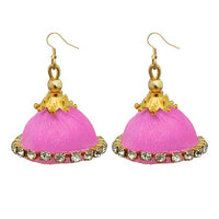Jeweljunk Austrian Stone Pink Thread Earrings - 1309074B