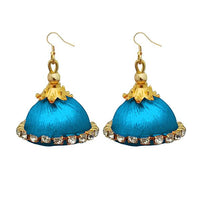 Jeweljunk Austrian Stone Blue Thread Earrings - 1309074L