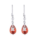 Kriaa Red Austrian Stone Silver Plated Dangler Earrings - 1309101B