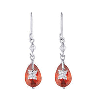 Kriaa Red Austrian Stone Silver Plated Dangler Earrings - 1309101B