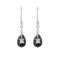 Kriaa Silver Plated Black Austrian Stone Dangler Earrings - 1309101C