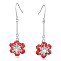 Kriaa Silver Plated Red Austrian Stone Dangler Earrings - 1309106B