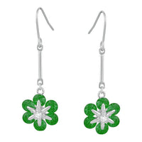 Kriaa Green Austrian Stone Silver Plated Dangler Earrings - 1309106C