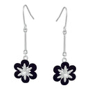 Kriaa Black Austrian Stone Silver Plated Dangler Earrings - 1309106D