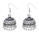 Jeweljunk Silver Beads Drop Oxidised Jhumki Earrings - 1309306