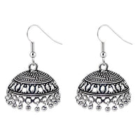 Jeweljunk Black Silver Beads Oxidised Jhumki Earrings - 1309317