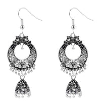 Jeweljunk Long  Oxidised Designer Jhumki Earrings - 1309320