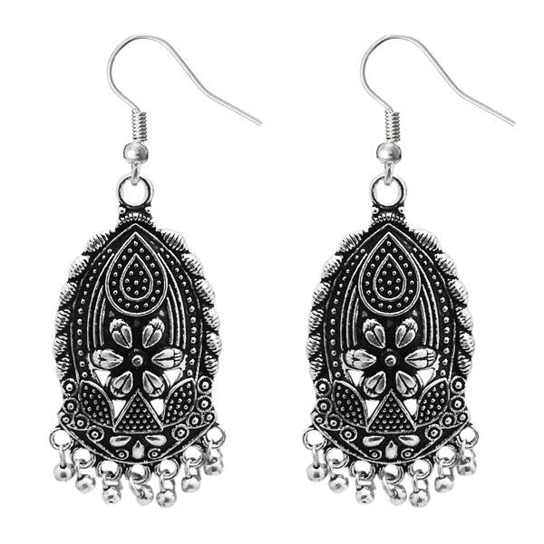 Jeweljunk Rhodium Plated Jhumki Earrings - 1309332