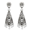 Jeweljunk Rhodium Plated Jhumki Earrings - 1309338B