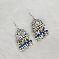 Jeweljunk Silver Beads Oxidised Jhumki Earrings - 1309342B
