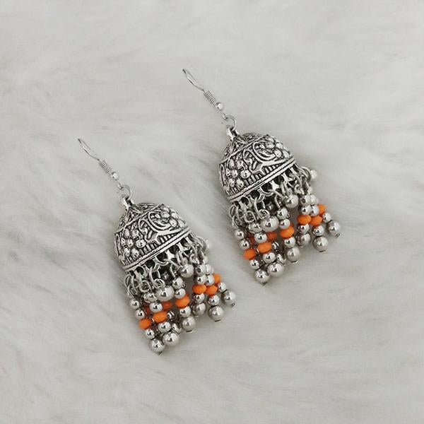Jeweljunk Silver Beads Oxidised Jhumki Earrings - 1309342C