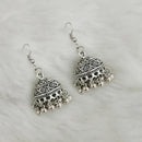 Jeweljunk Silver Beads Oxidised Jhumki Earrings - 1309366