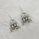 Jeweljunk Silver Beads Oxidised Jhumki Earrings - 1309368