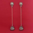 Jeweljunk Black Beads Oxidised Plated Chain Jhumki Earrings - 1309374B