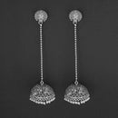 Jeweljunk Grey Beads Hanging Jhumki Oxidised Earrings - 1309375A