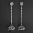 Jeweljunk Black Beads Hanging Jhumki Oxidised Earrings - 1309375B